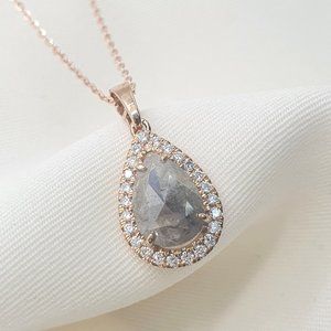 Diamond Solitaire Pendant Necklace Pear 1.54 TCW